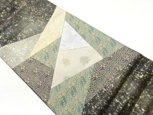 引箔切り嵌め花唐草に抽象模様織出し袋帯